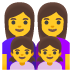 👩‍👩‍👧‍👧 family: woman, woman, girl, girl display on Google